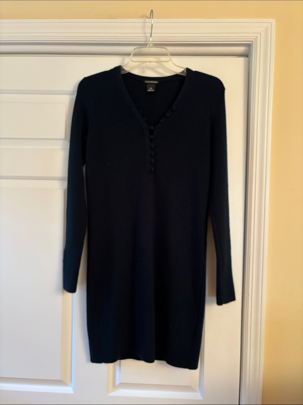 Club Monaco Navy V-Neck Long-Sleeve Knit Dress